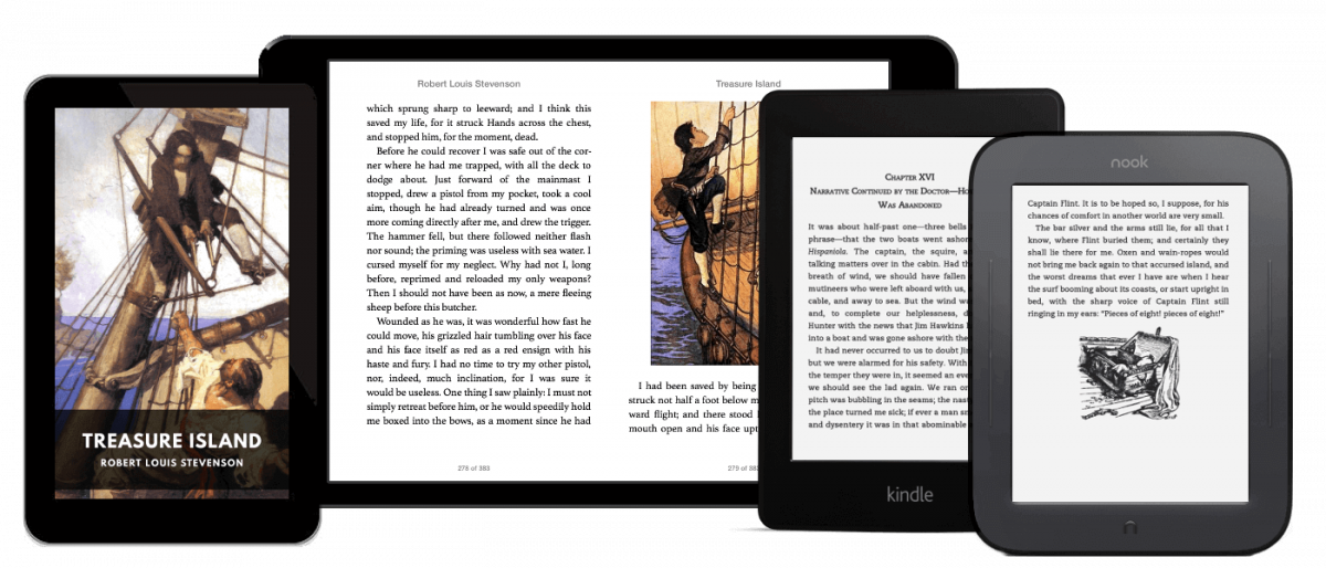 Halaman unduhan Standard Ebooks yang menonjolkan perwajahan tipografi modern dan kode standar industri.